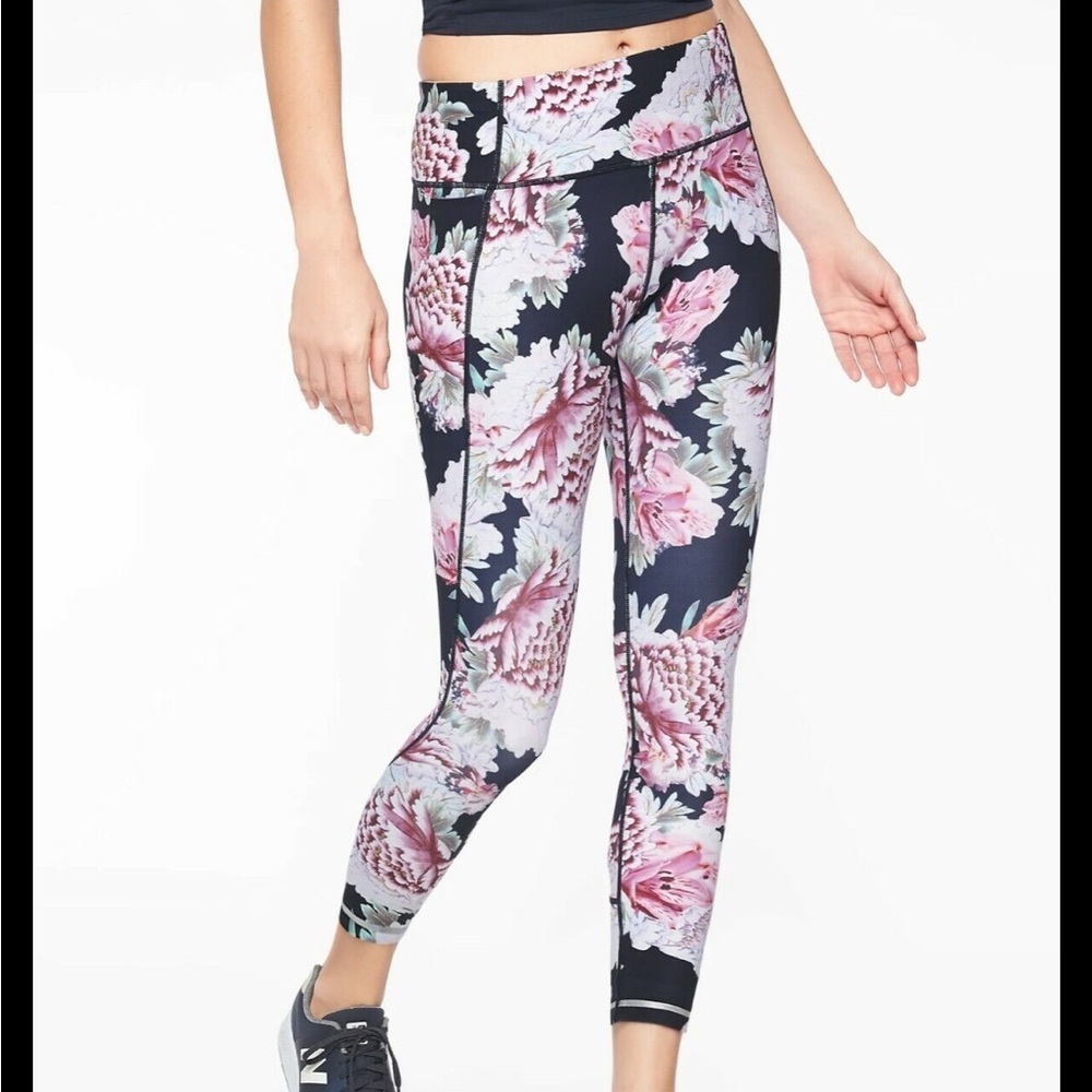 Athleta Run Free Garden Party 7/8 Leggings Tights Pants size Small